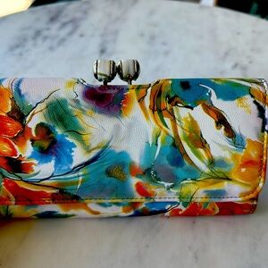 Floral leather wallet